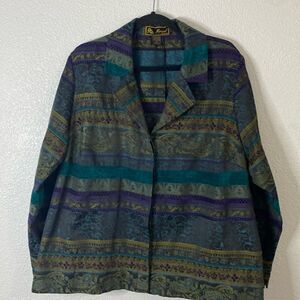 Marisol Woman-Vintage Blazer teal green purple- Size 1X